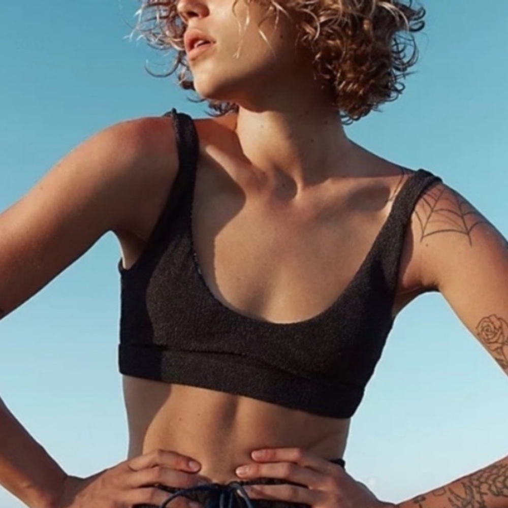 New! Free People Resin Obsidian surf Bikini top 38037